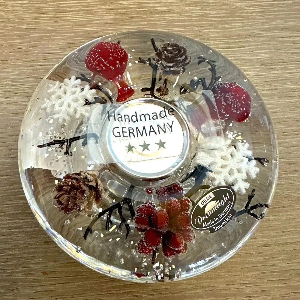 Christmas German Tealight Gel Filled Holiday Candle Holder